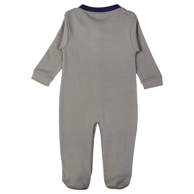 Babies Basic - Printed Cotton Long Sleeves Sleepsuit/Romper -Grey