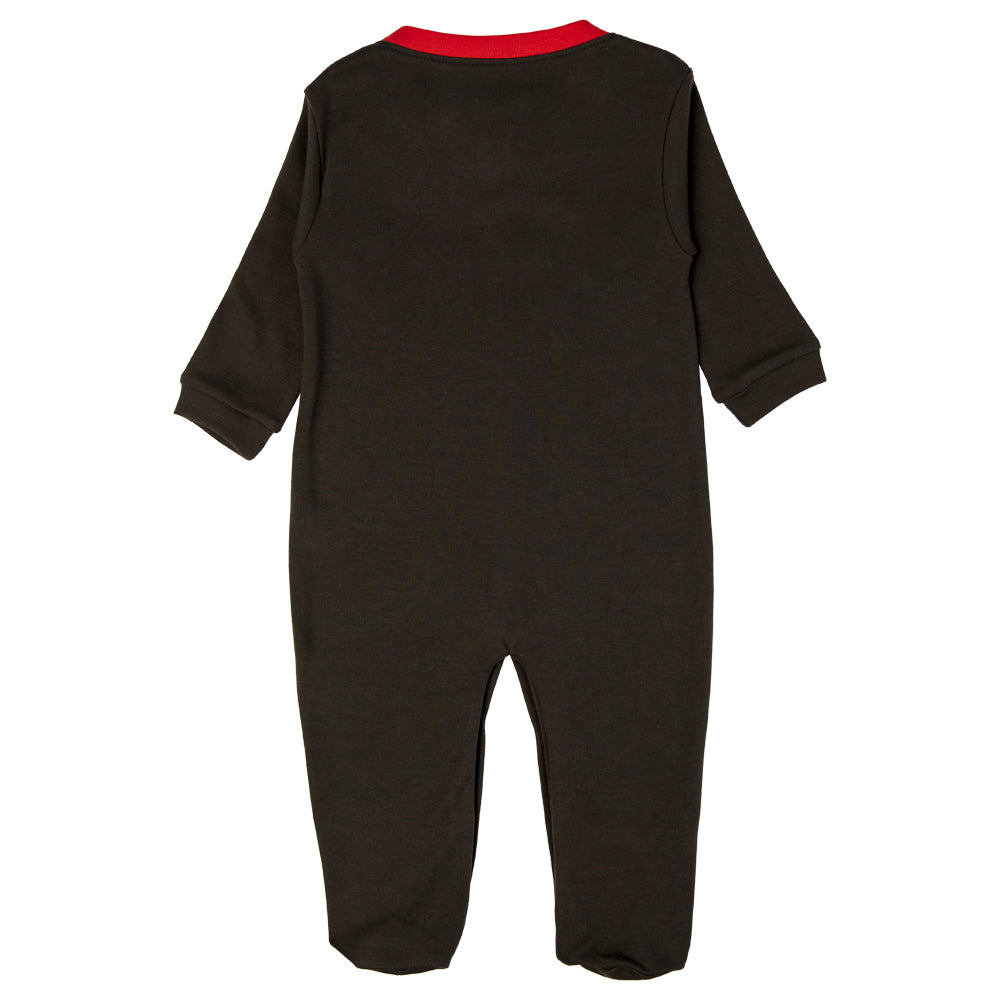 Babies Basic - Printed Cotton Long Sleeves Sleepsuit/Romper -Olive Green/Red