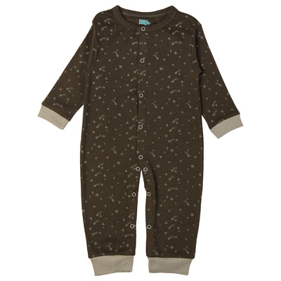 Babies Basic - Printed Cotton Long Sleeves Sleepsuit/Romper -Olive Green