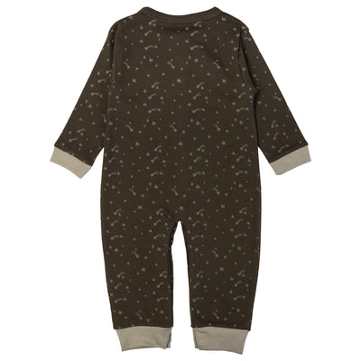 Babies Basic - Printed Cotton Long Sleeves Sleepsuit/Romper -Olive Green