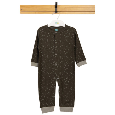 Babies Basic - Printed Cotton Long Sleeves Sleepsuit/Romper -Olive Green