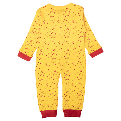 Babies Basic - Printed Cotton Long Sleeves Sleepsuit/Romper -Yellow/Red