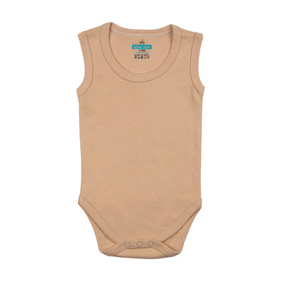 Babies Basic - 6pc-Set - 100% Cotton Sleeveless Bodysuit ‚ Blue, Brown, Orange