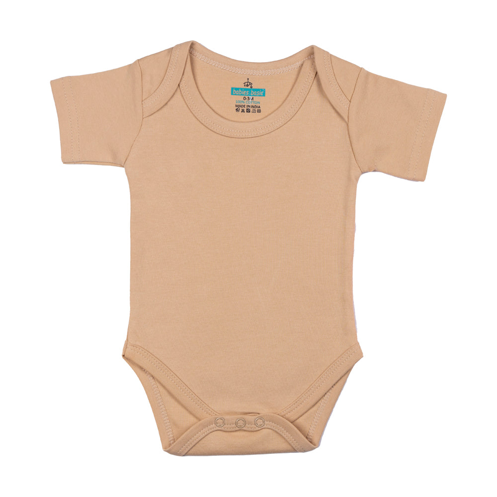 Babies Basic - 6pc-Set - 100% Cotton ShortSleeves Bodysuit ‚ Blue, Brown, Orange