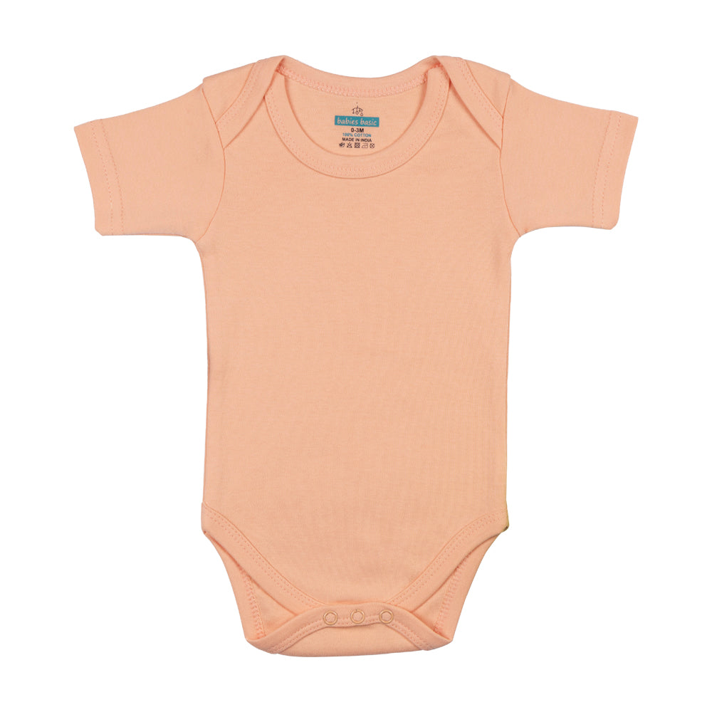 Babies Basic - 6pc-Set - 100% Cotton ShortSleeves Bodysuit ‚ Blue, Brown, Orange