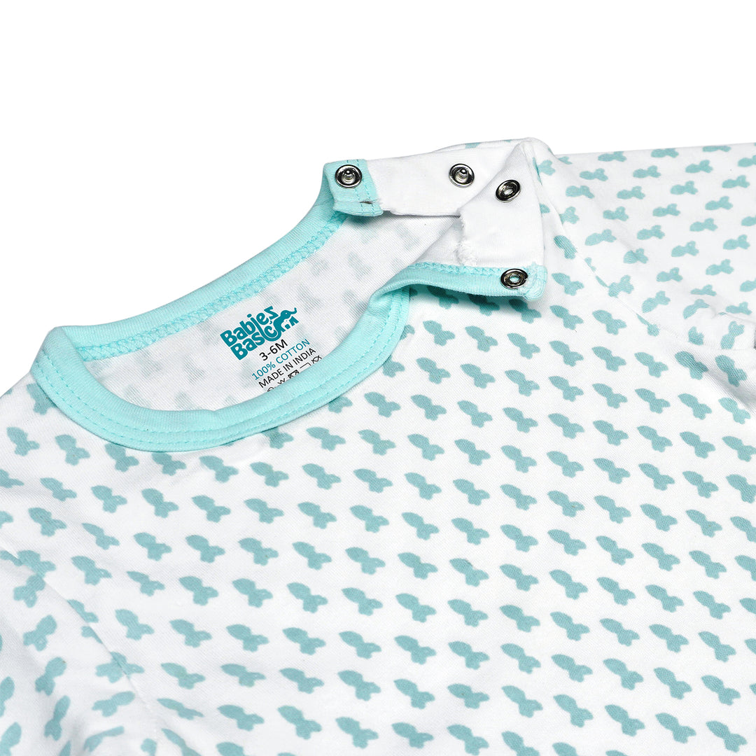 Babies Basic 5 piece Unisex 100% Cotton Sets include Bib, Romper, Mittens, Cap and Sleepsuit/Jumpsuit