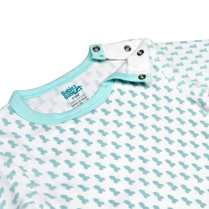 Babies Basic 5 piece Unisex 100% Cotton Sets include Bib, Romper, Mittens, Cap and Sleepsuit/Jumpsuit