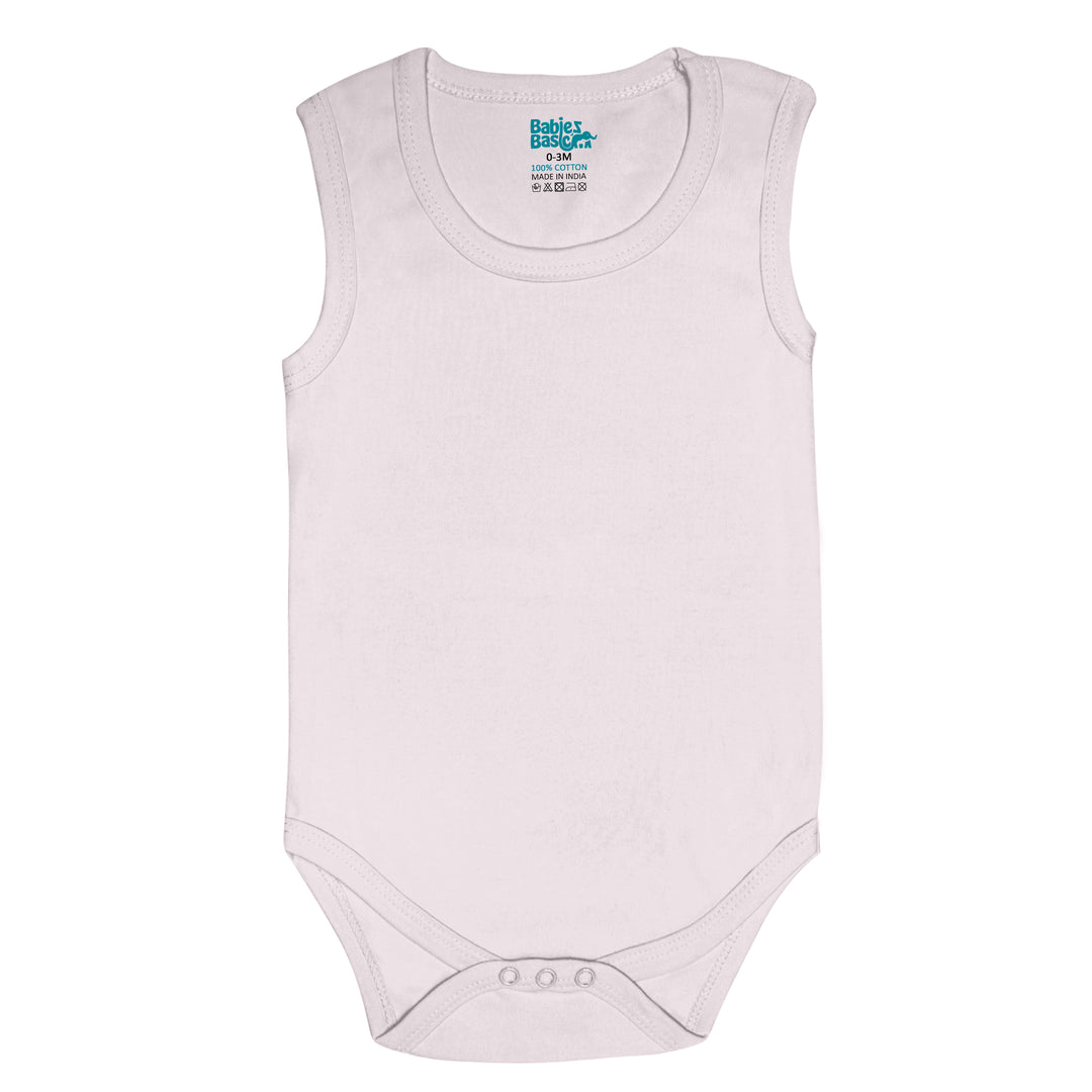 Babies Basic - 4pc-Set - 100% Cotton Sleevless Bodysuit ‚Green, Beige, Blue, Mocha