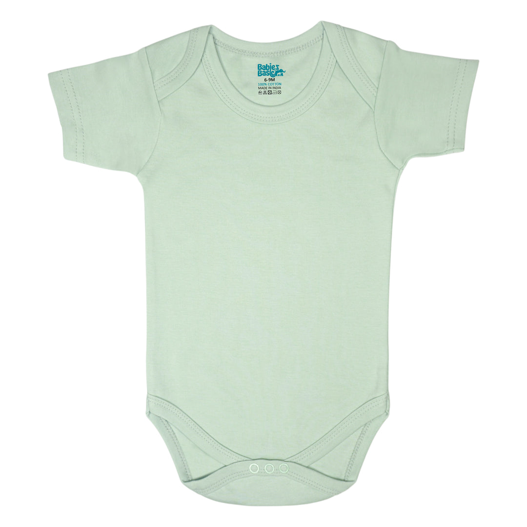 Babies Basic - 4pc-Set - 100% Cotton Short Sleeves Bodysuit ‚Green, Beige, Blue, Mocha
