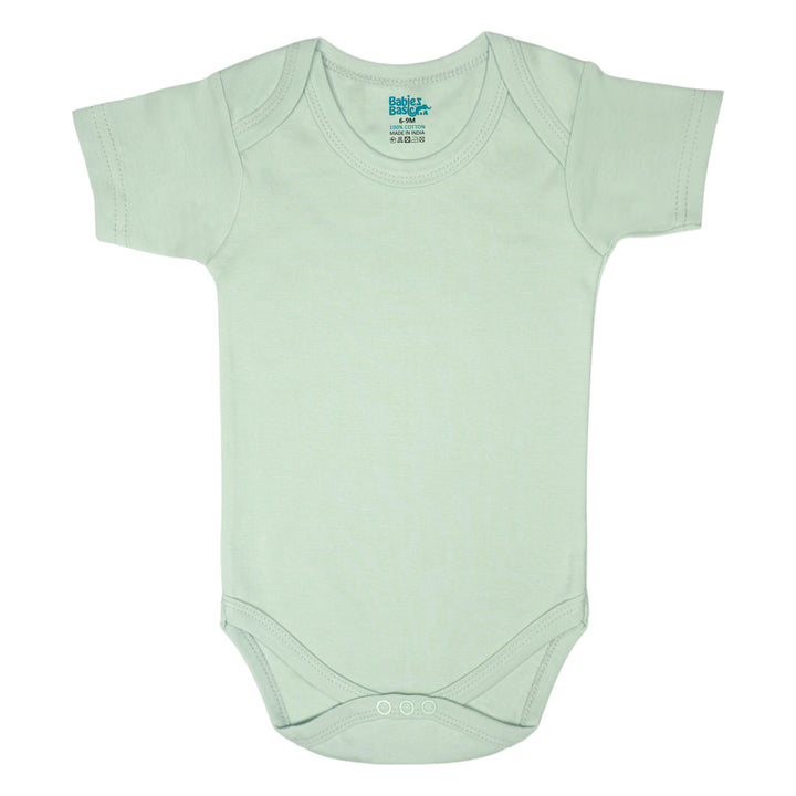Babies Basic - 4pc-Set - 100% Cotton Short Sleeves Bodysuit ‚Green, Beige, Blue, Mocha
