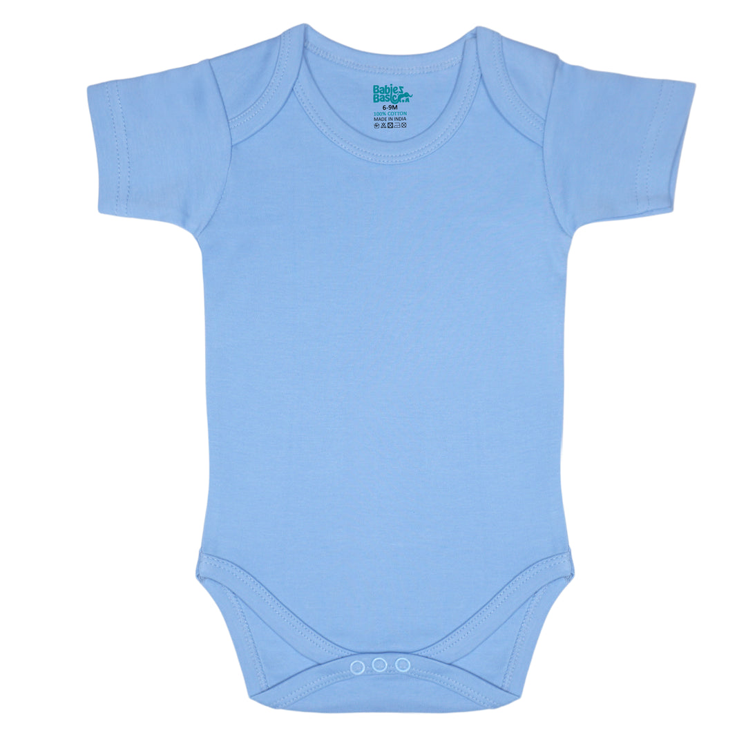 Babies Basic - 4pc-Set - 100% Cotton Short Sleeves Bodysuit ‚Green, Beige, Blue, Mocha