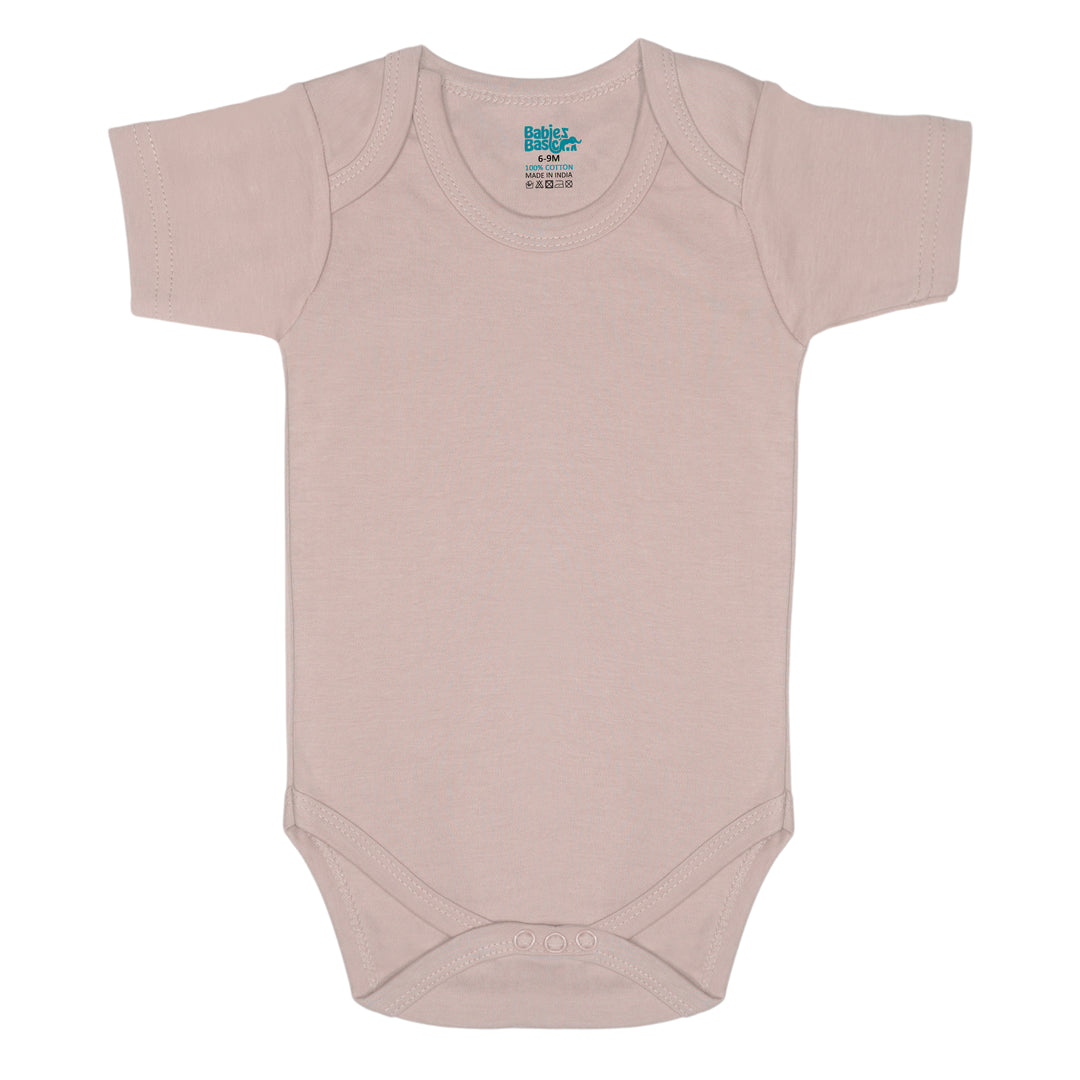 Babies Basic - 4pc-Set - 100% Cotton Short Sleeves Bodysuit ‚Green, Beige, Blue, Mocha