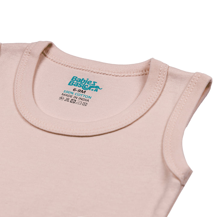 Babies Basic - 4pc-Set - 100% Cotton Short Sleeves Bodysuit ‚Green, Beige, Blue, Mocha