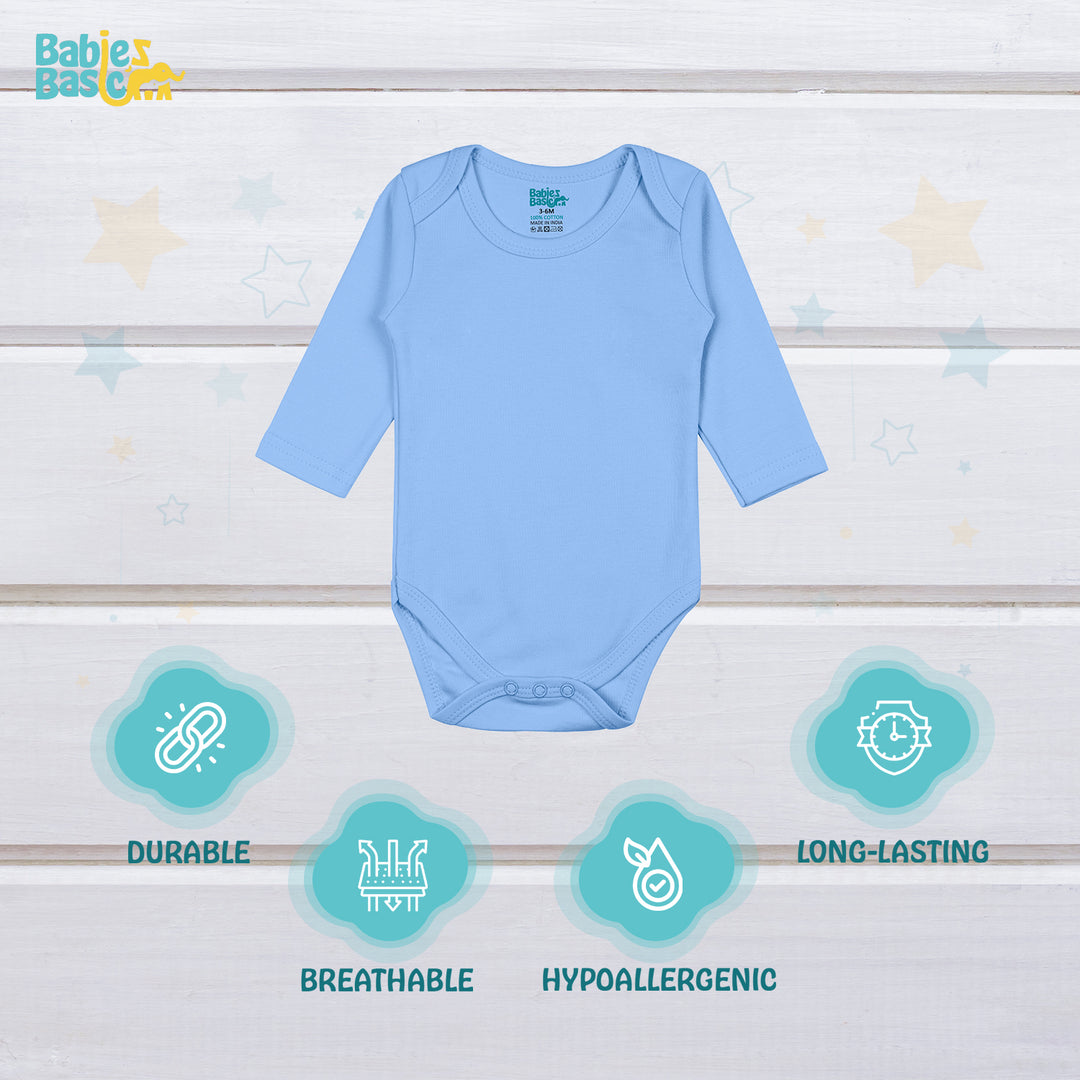 Babies Basic - 4pc-Set - 100% Cotton LongSleeve Bodysuit ‚Green, Beige, Blue, Mocha