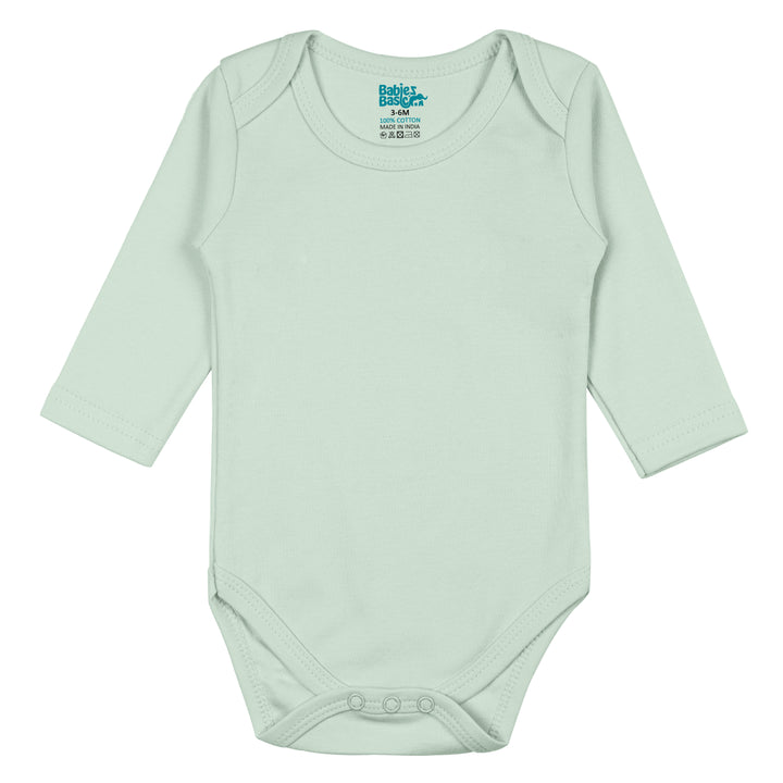 Babies Basic - 4pc-Set - 100% Cotton LongSleeve Bodysuit ‚Green, Beige, Blue, Mocha