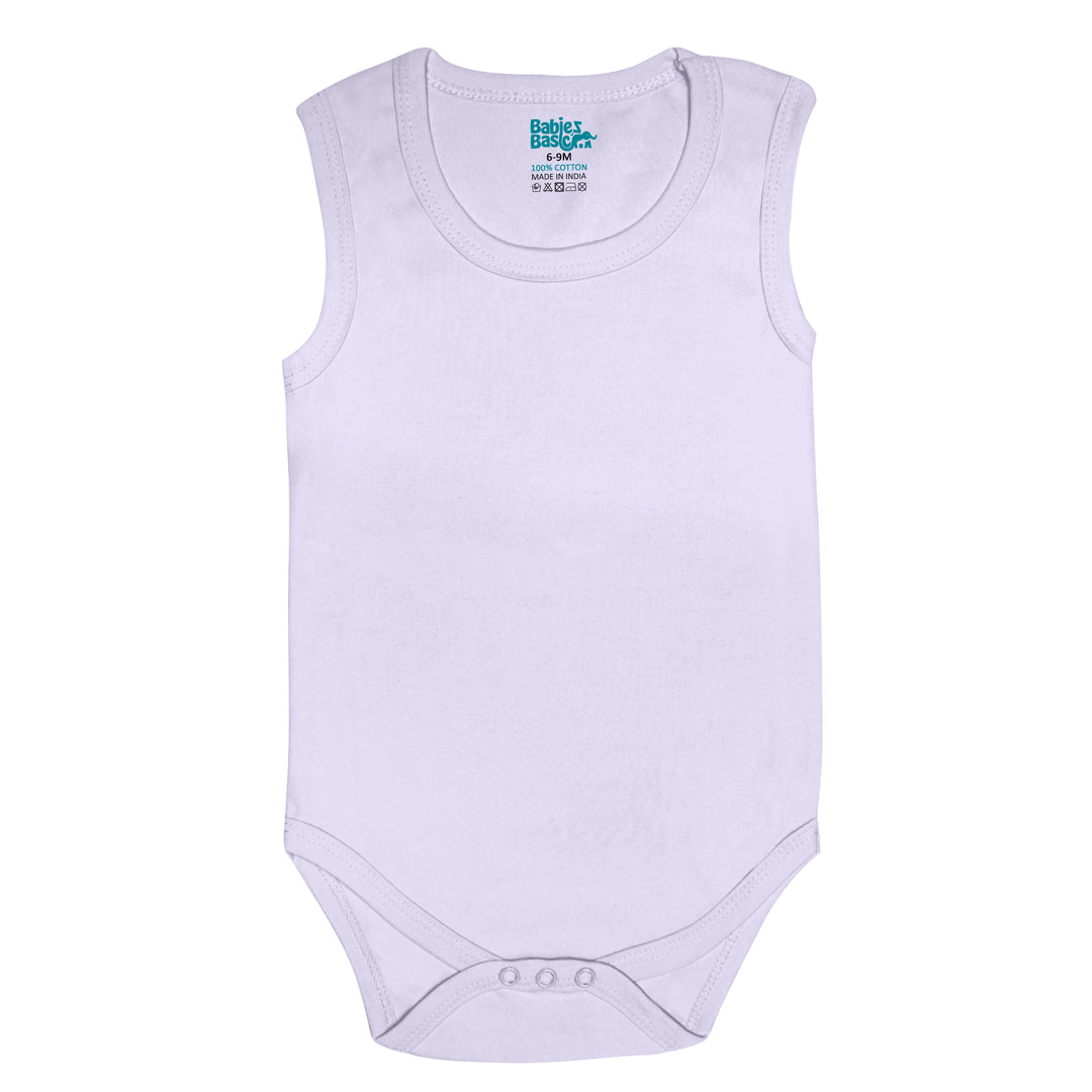 Babies Basic - 3pc-Set - 100% Cotton Sleevless Bodysuit ‚Pink, Lavender, L.Pink