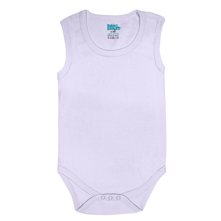 Babies Basic - 3pc-Set - 100% Cotton Sleevless Bodysuit ‚Pink, Lavender, L.Pink