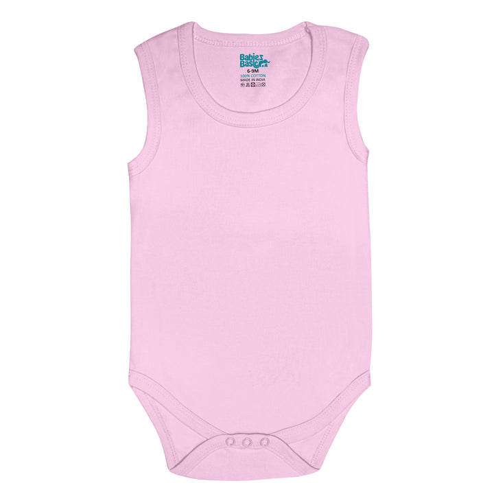 Babies Basic - 3pc-Set - 100% Cotton Sleevless Bodysuit ‚Pink, Lavender, L.Pink