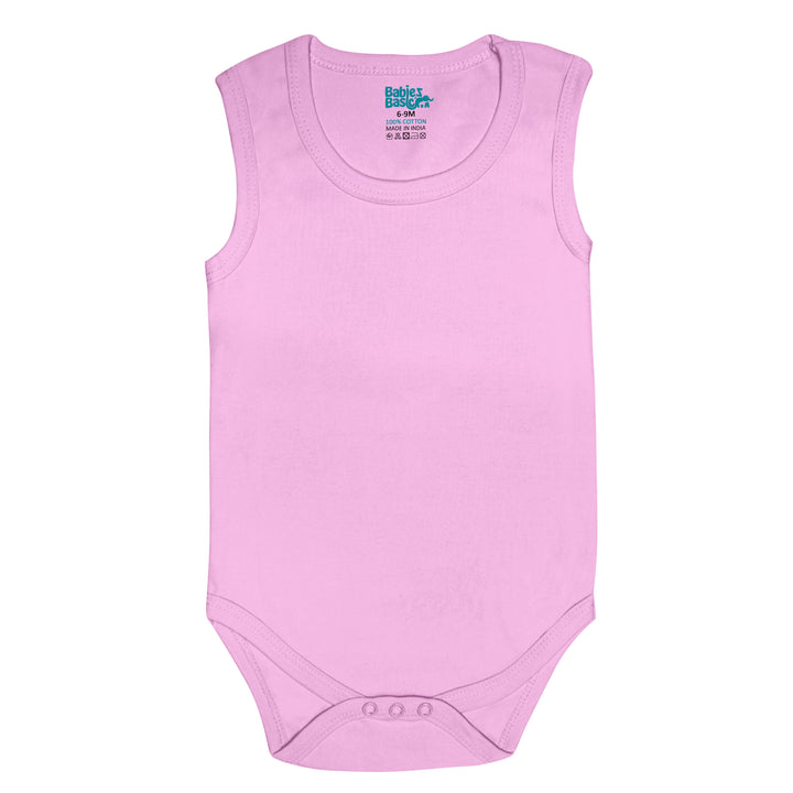 Babies Basic - 3pc-Set - 100% Cotton Sleevless Bodysuit ‚Pink, Lavender, L.Pink