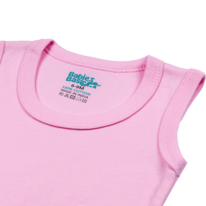 Babies Basic - 3pc-Set - 100% Cotton Sleevless Bodysuit ‚Pink, Lavender, L.Pink