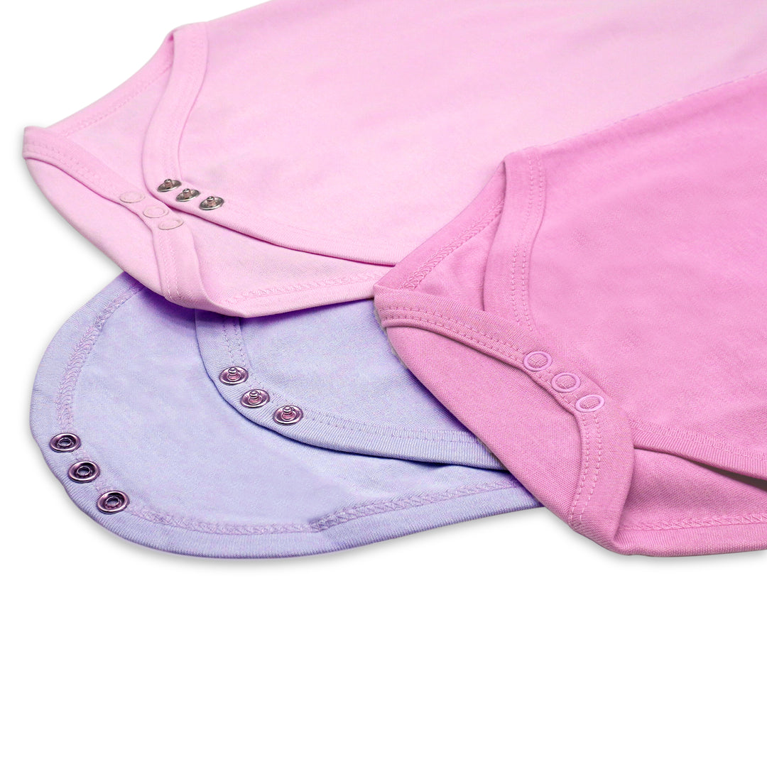 Babies Basic - 3pc-Set - 100% Cotton Sleevless Bodysuit ‚Pink, Lavender, L.Pink
