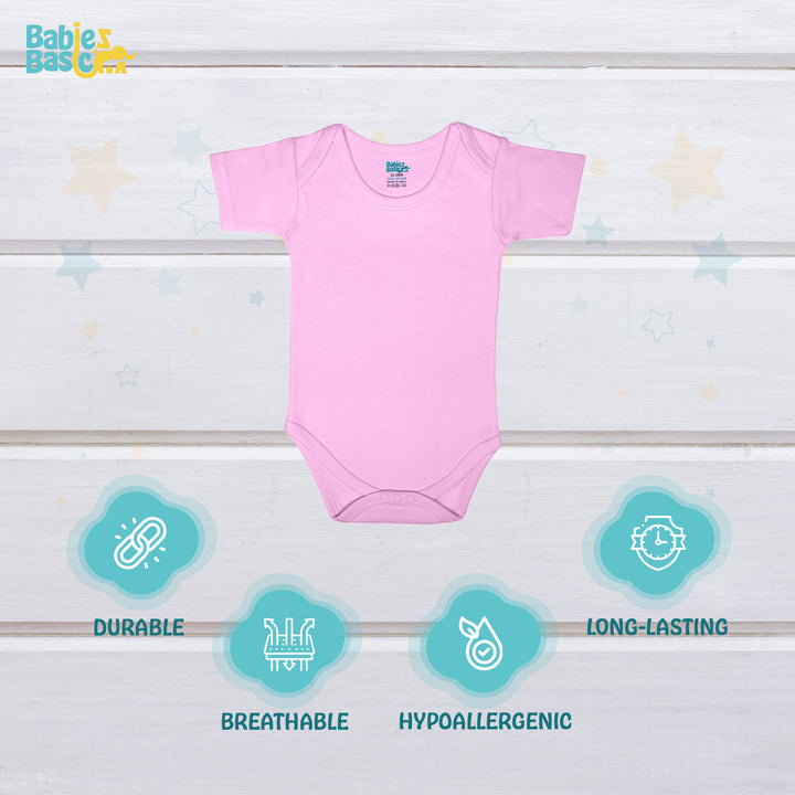 Babies Basic - 3pc-Set - 100% Cotton Short Sleeves Bodysuit ‚Pink, Lavender, L.Pink