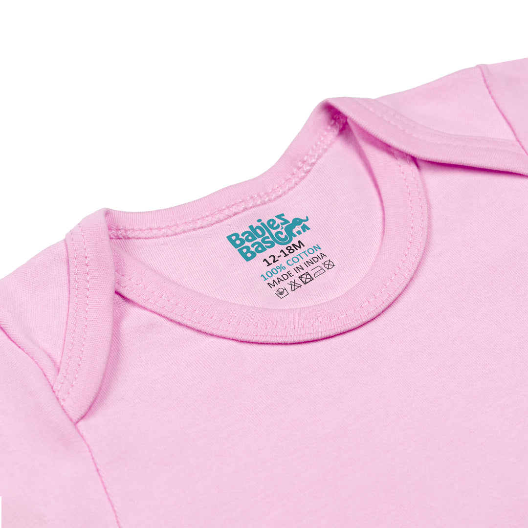 Babies Basic - 3pc-Set - 100% Cotton Short Sleeves Bodysuit ‚Pink, Lavender, L.Pink