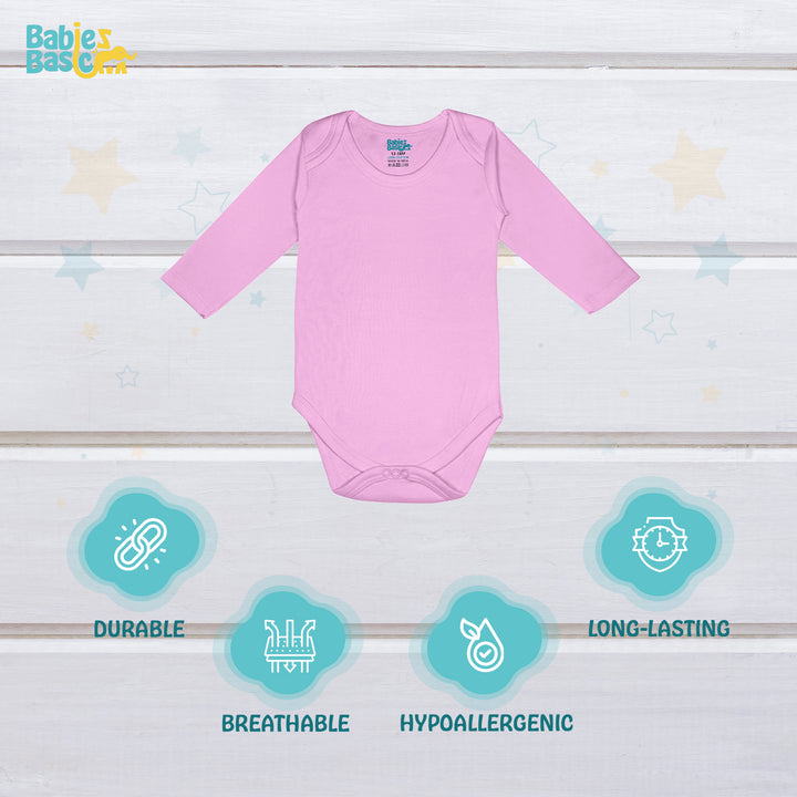 Babies Basic - 3pc-Set - 100% Cotton Long Sleeves Bodysuit ‚Pink, Lavender, L.Pink