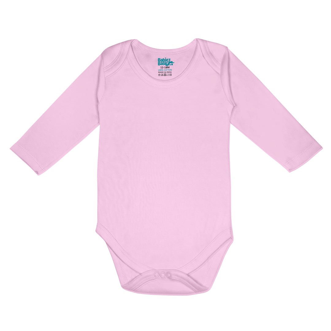 Babies Basic - 3pc-Set - 100% Cotton Long Sleeves Bodysuit ‚Pink, Lavender, L.Pink