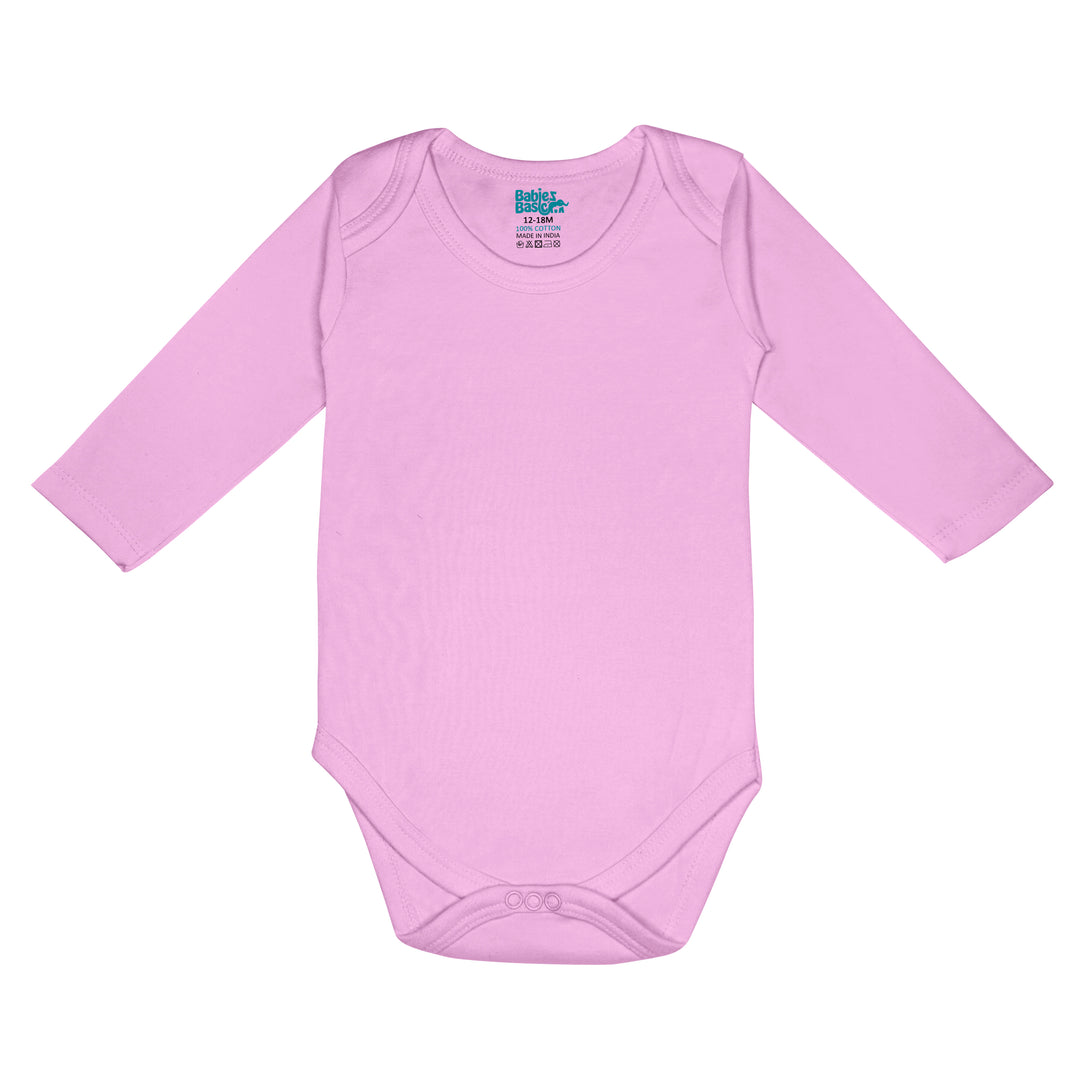 Babies Basic - 3pc-Set - 100% Cotton Long Sleeves Bodysuit ‚Pink, Lavender, L.Pink