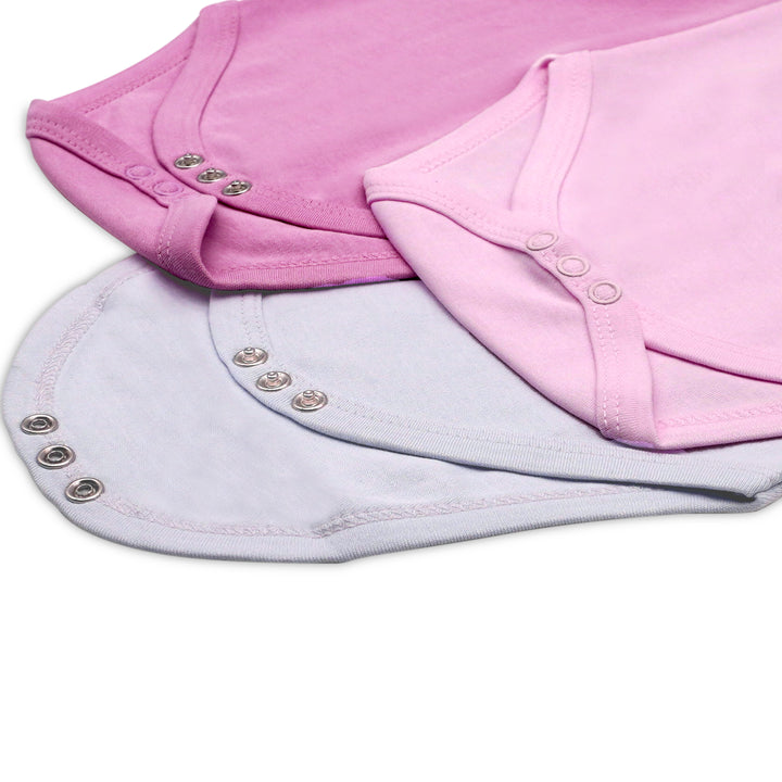 Babies Basic - 3pc-Set - 100% Cotton Long Sleeves Bodysuit ‚Pink, Lavender, L.Pink