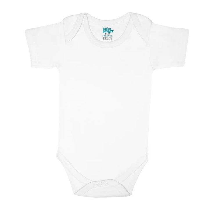 Babies Basic 100% Super Combed Cotton, Short Sleeves Romper/Bodysuit, for New Born to 24months. Set of 9 - White