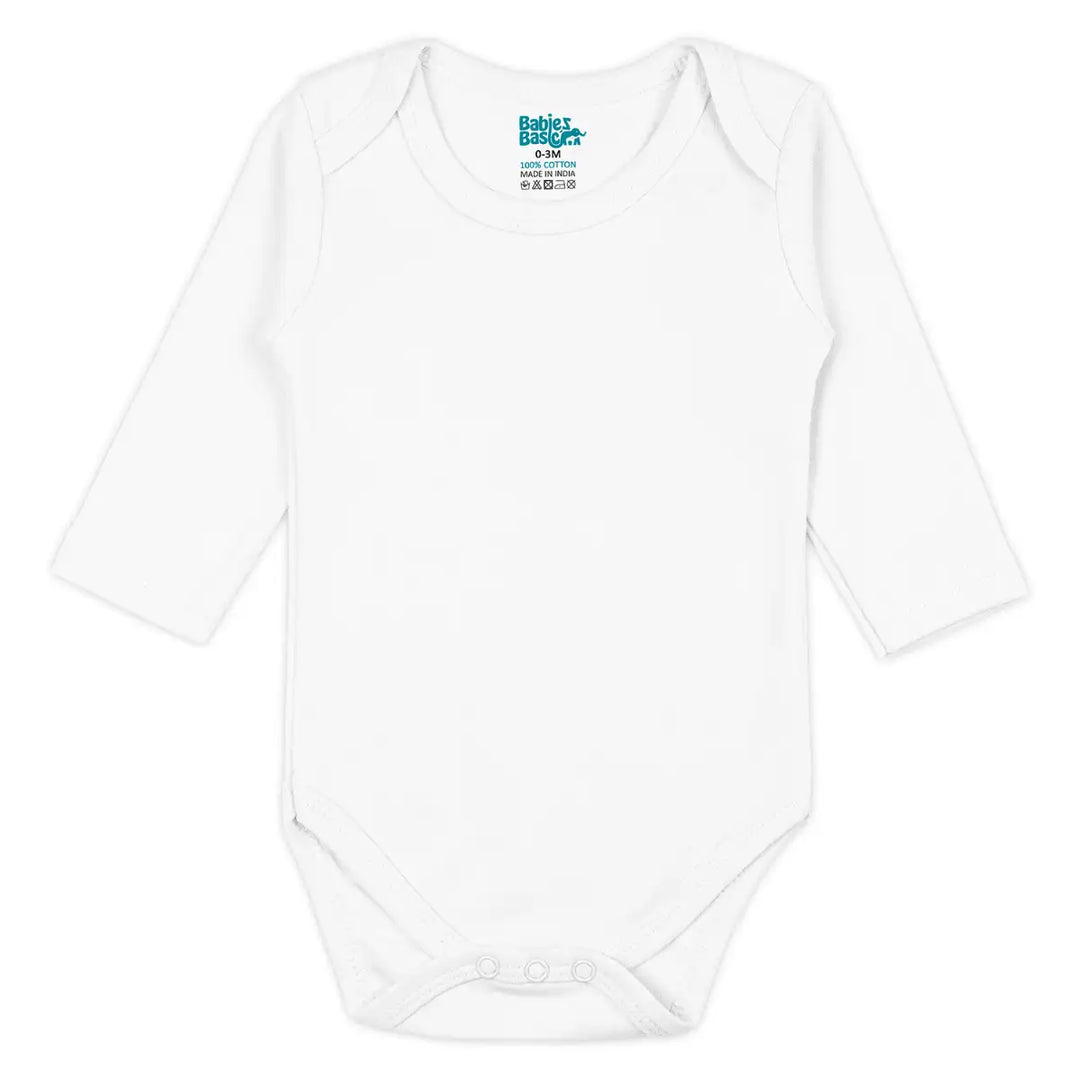 Babies Basic 100% Super Combed Cotton, Long Sleeves Romper/Bodysuit, for New Born to 24months. Set of 9 - White