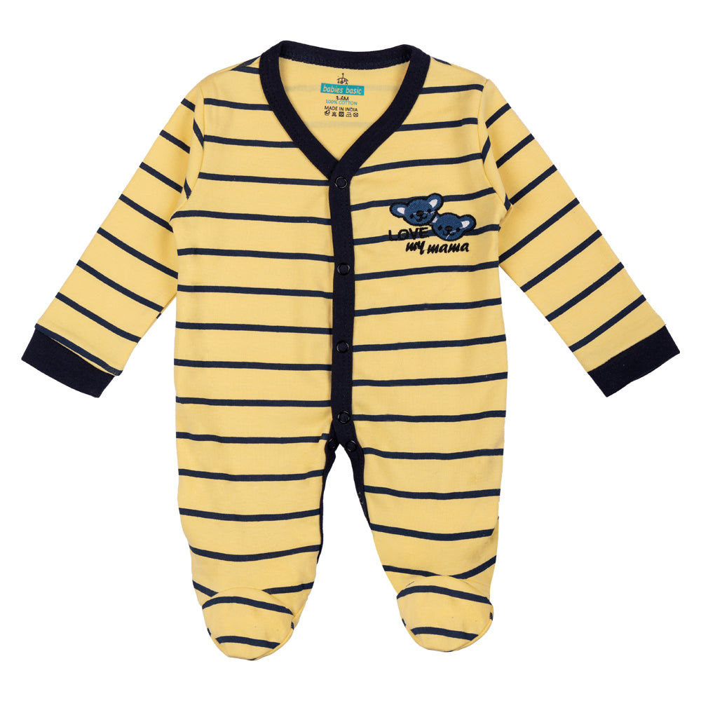 BabiesBasic 100% cotton Printed Long Sleeves Jumpsuit/Romper/Sleepsuit with feet covering for babies