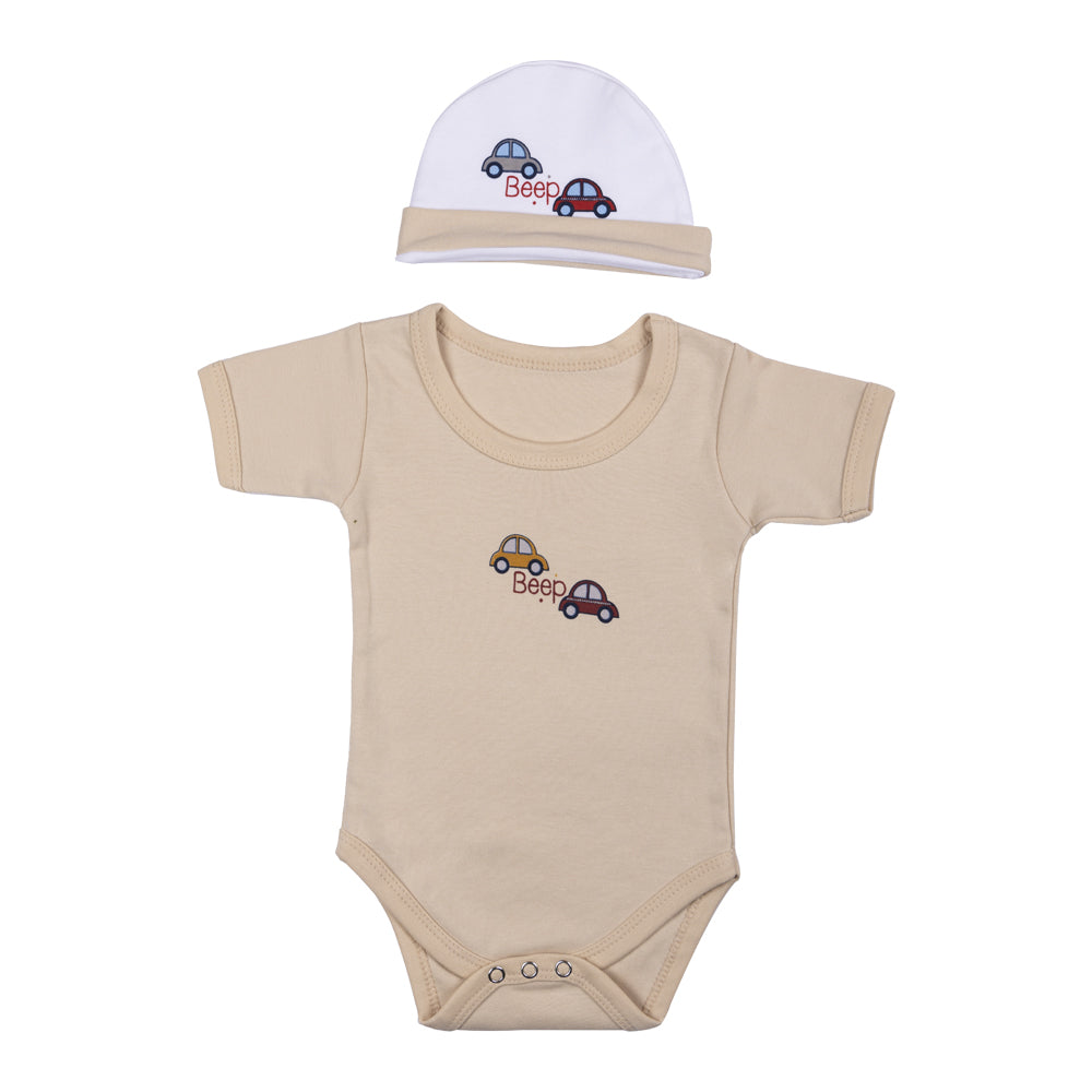 Babiesbasic 5 Piece Unisex Baby Clothing Set - Peach | 100% Cotton | Bright & Cheerful