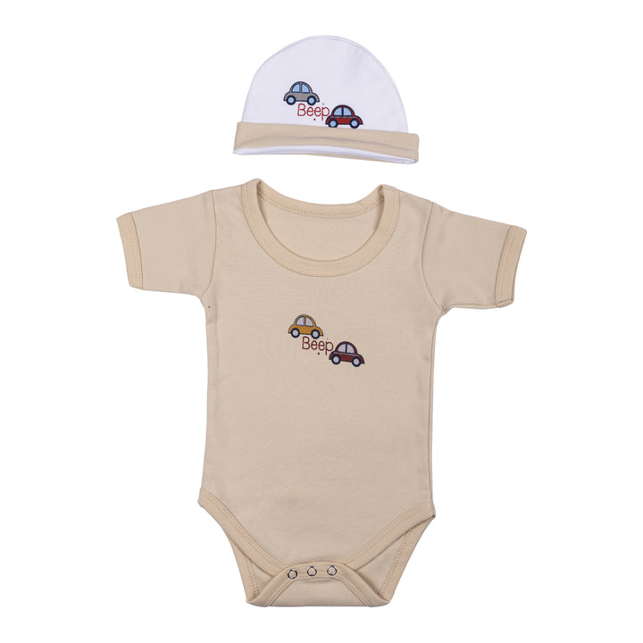 Babiesbasic 5 Piece Unisex Baby Clothing Set - Peach | 100% Cotton | Bright & Cheerful