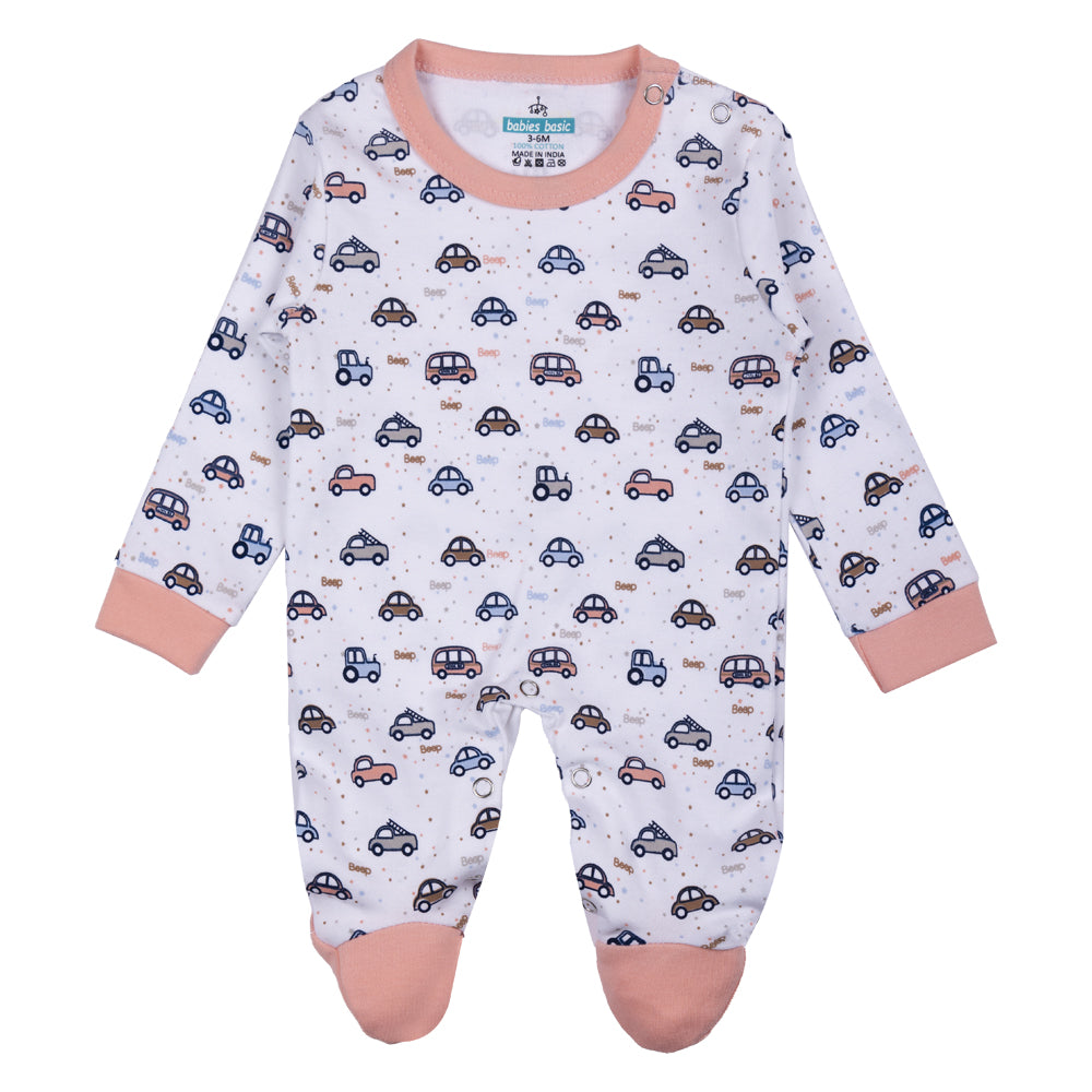 Babiesbasic 5 Piece Unisex Baby Clothing Set - Peach | 100% Cotton | Bright & Cheerful