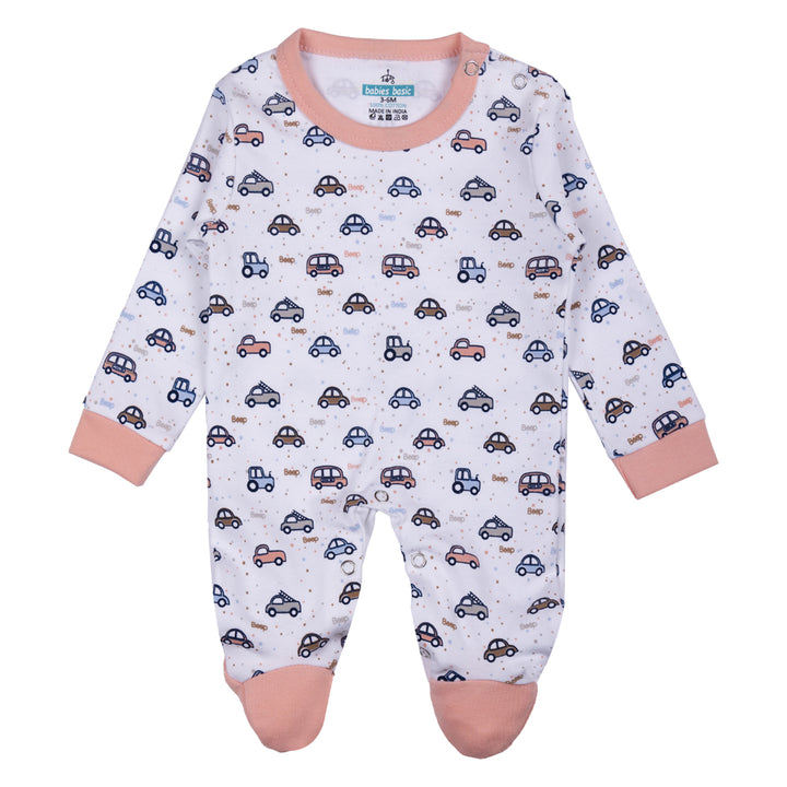 Babiesbasic 5 Piece Unisex Baby Clothing Set - Peach | 100% Cotton | Bright & Cheerful