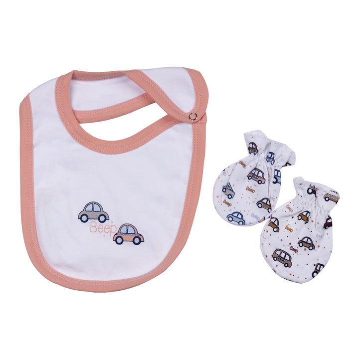 Babiesbasic 5 Piece Unisex Baby Clothing Set - Peach | 100% Cotton | Bright & Cheerful