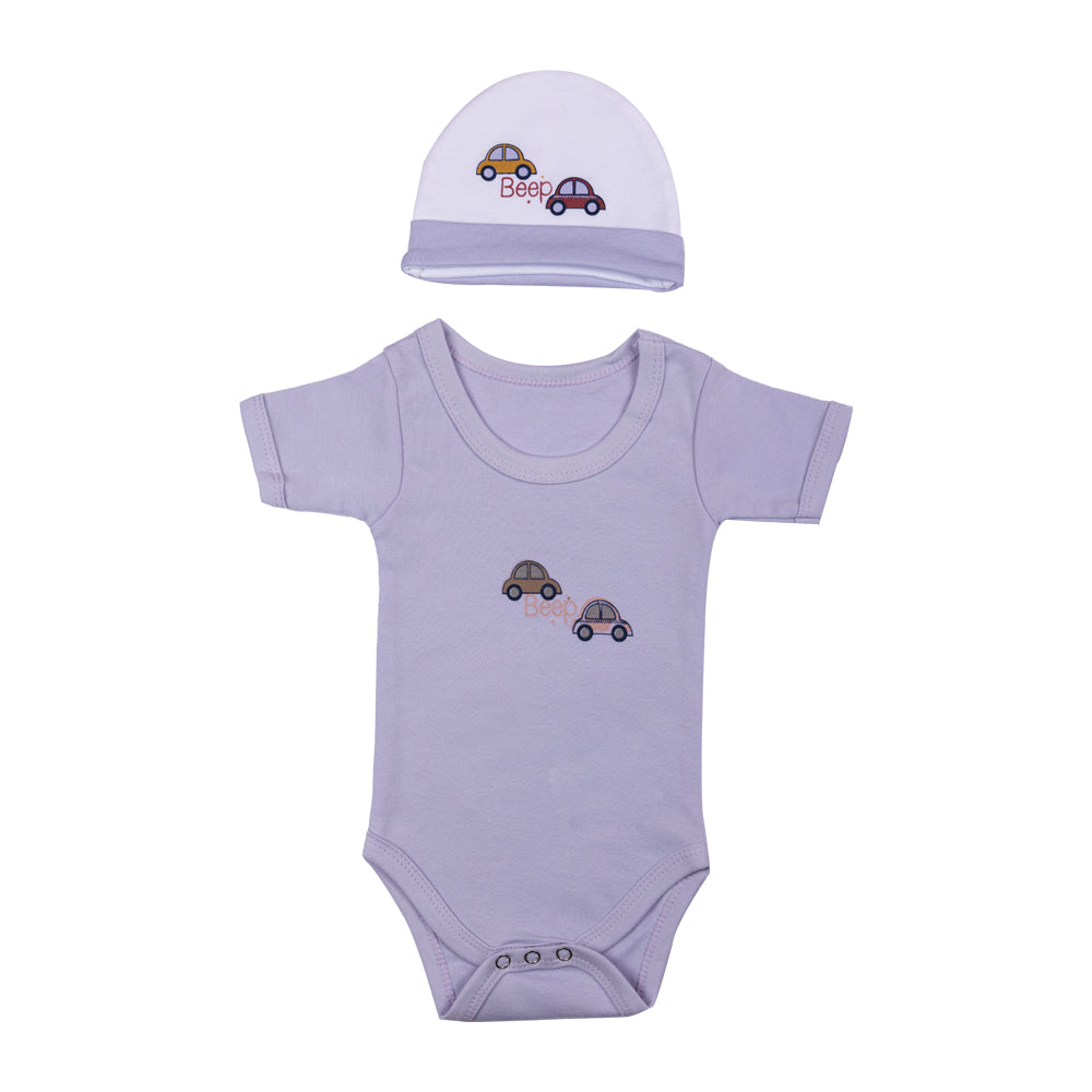 Babiesbasic 5 Piece Unisex Baby Clothing Set - Peach | 100% Cotton | Bright & Cheerful