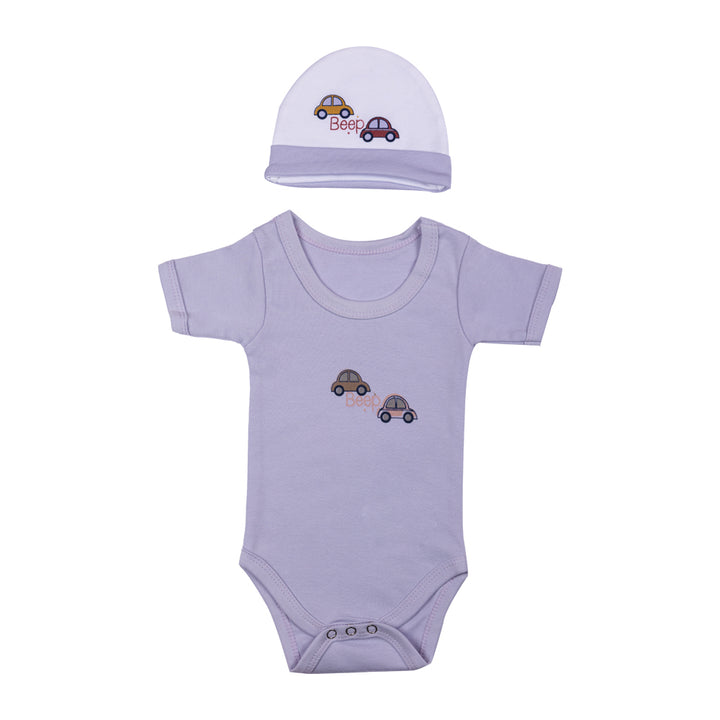 Babiesbasic 5 Piece Unisex Baby Clothing Set - Peach | 100% Cotton | Bright & Cheerful