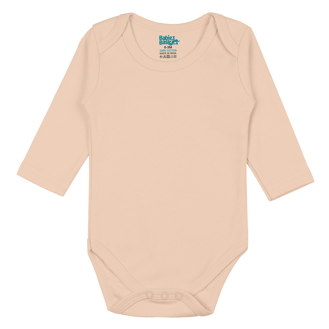 Set of 3 Long Sleeves Rompers/Bodysuits (Blue, Camel, Peach) - Up to 24 Months | 100% Cotton |