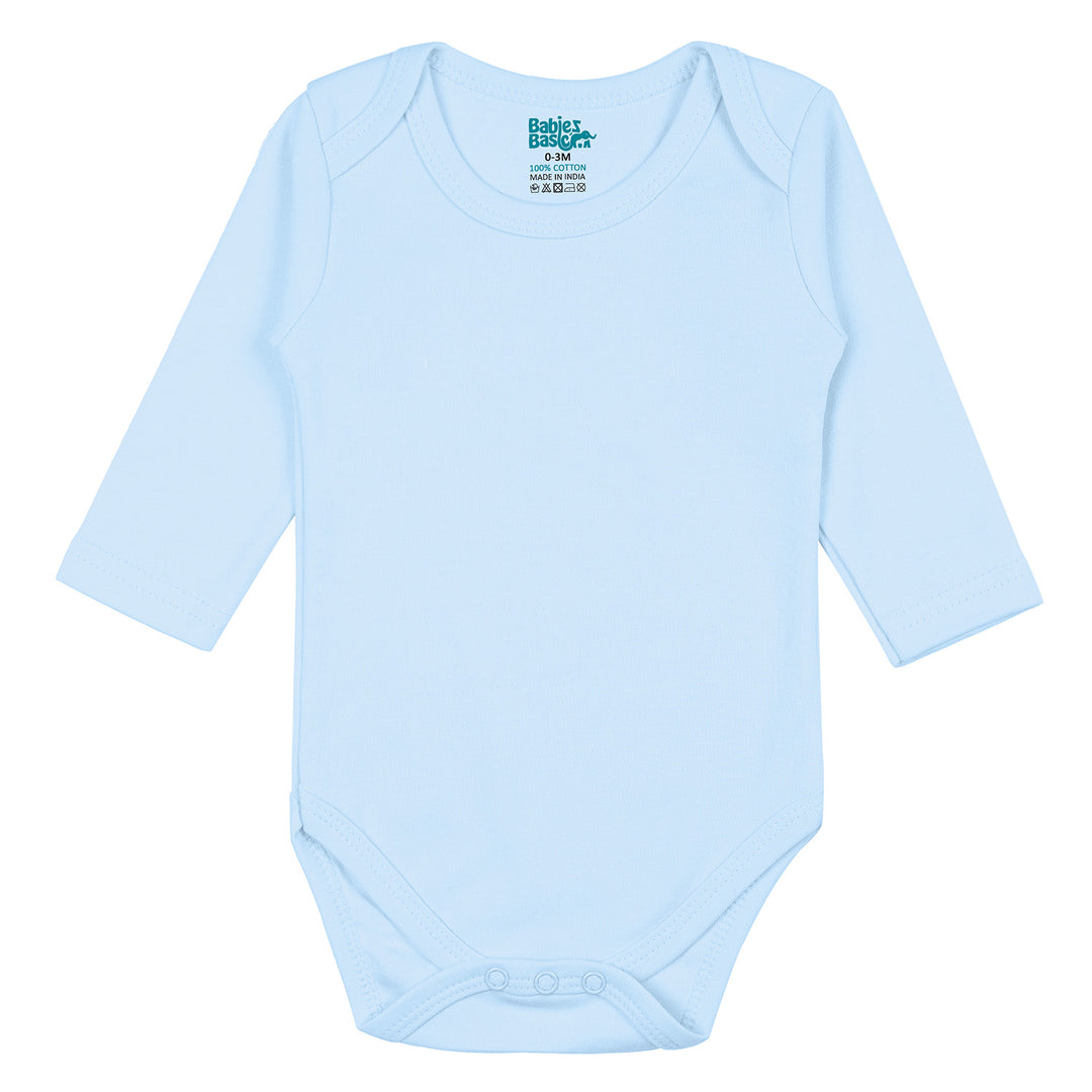 Set of 3 Long Sleeves Rompers/Bodysuits (Blue, Camel, Peach) - Up to 24 Months | 100% Cotton |