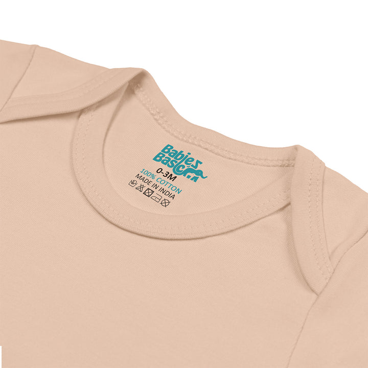 Set of 3 Long Sleeves Rompers/Bodysuits (Blue, Camel, Peach) - Up to 24 Months | 100% Cotton |