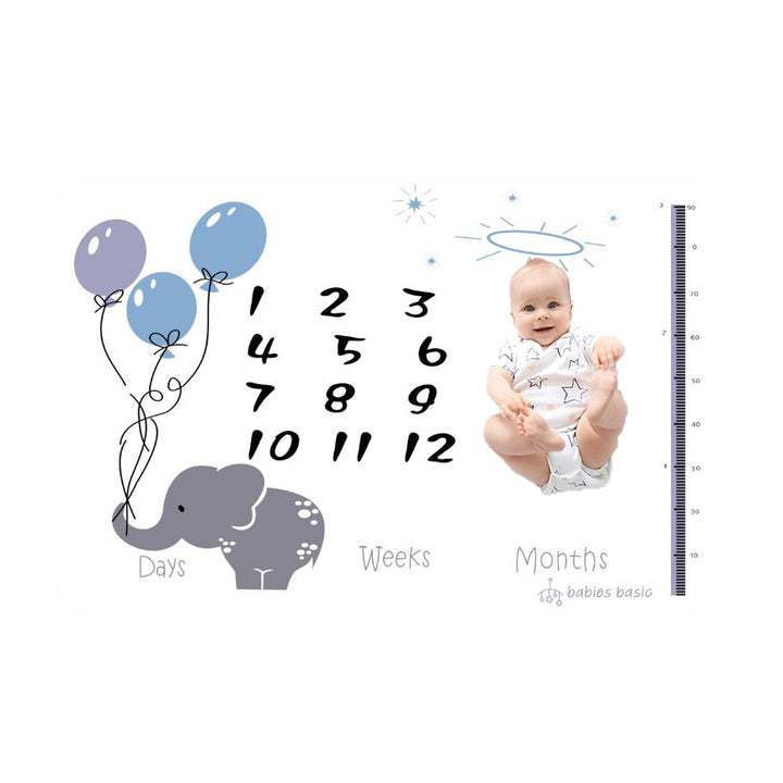 Customized Milestone Blanket - Elephant with balloons